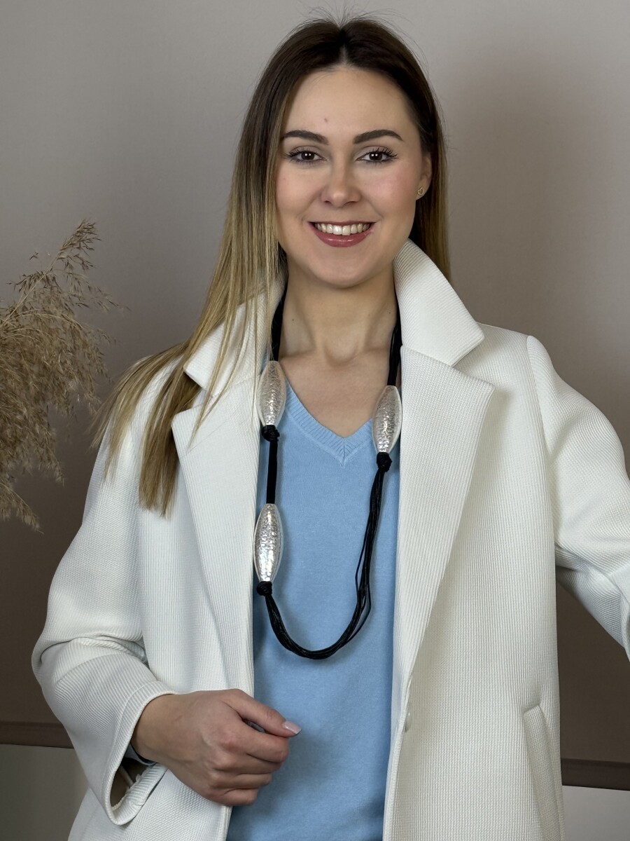 Fém díszes nyaklánc - ezüst-fekete - Kép 3