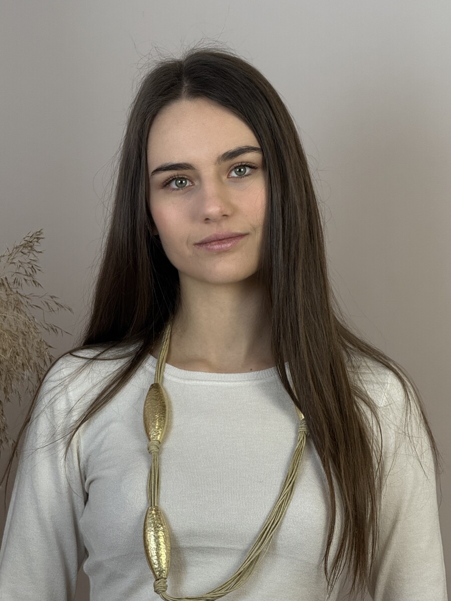 Fém díszes nyaklánc - arany-bézs - Kép 5