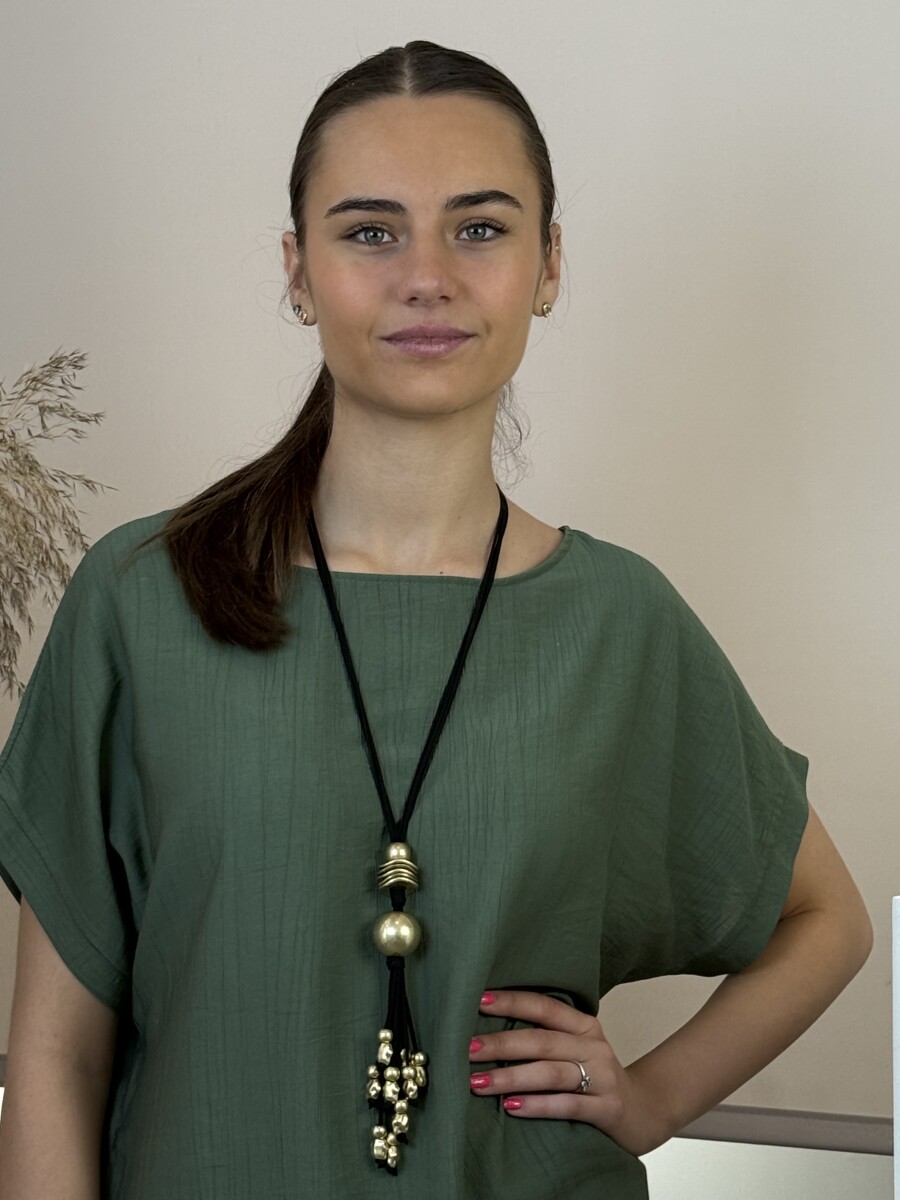 Gömb díszes nyaklánc - arany-fekete - Kép 3