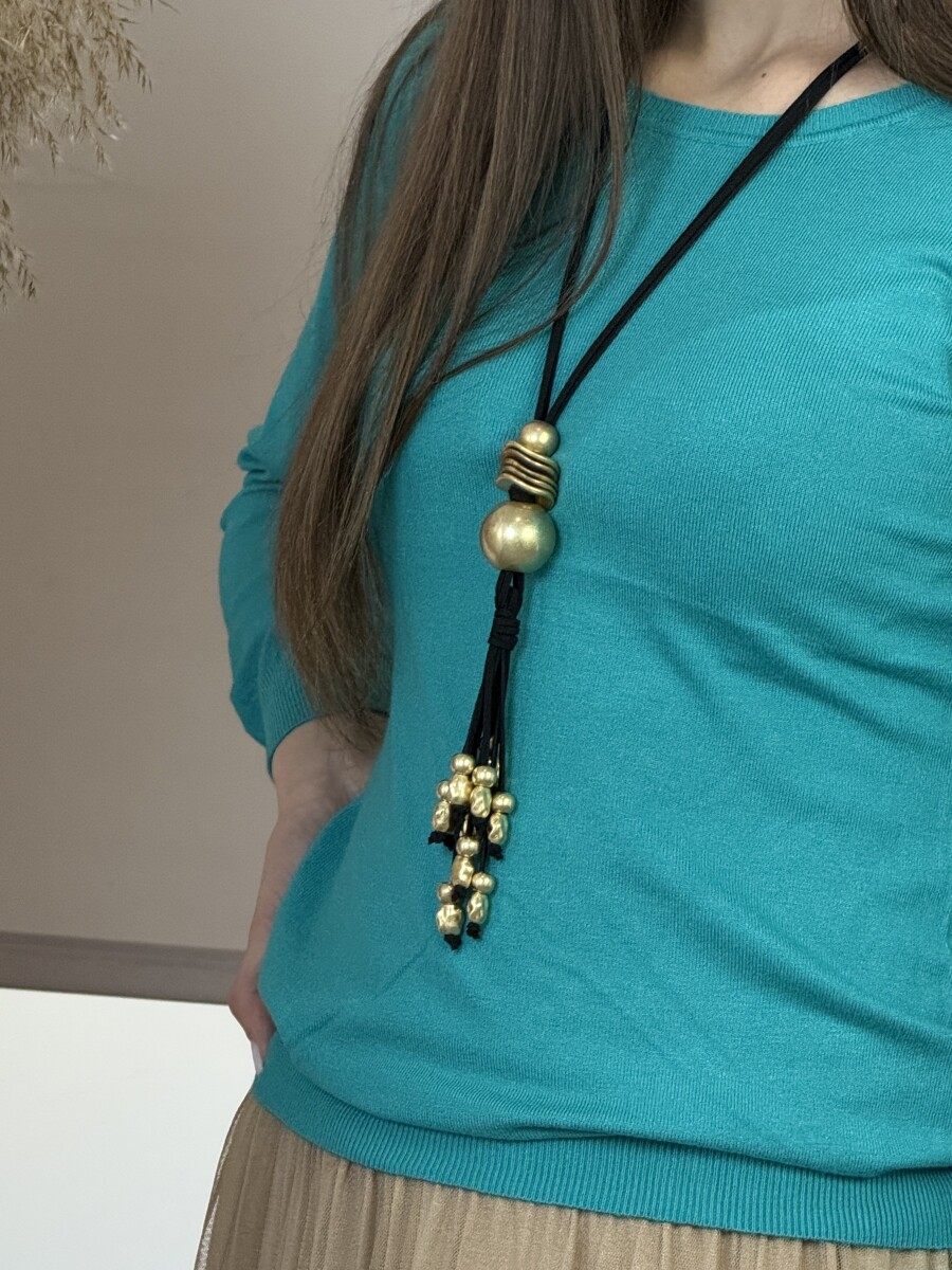 Gömb díszes nyaklánc - arany-fekete - Kép 3