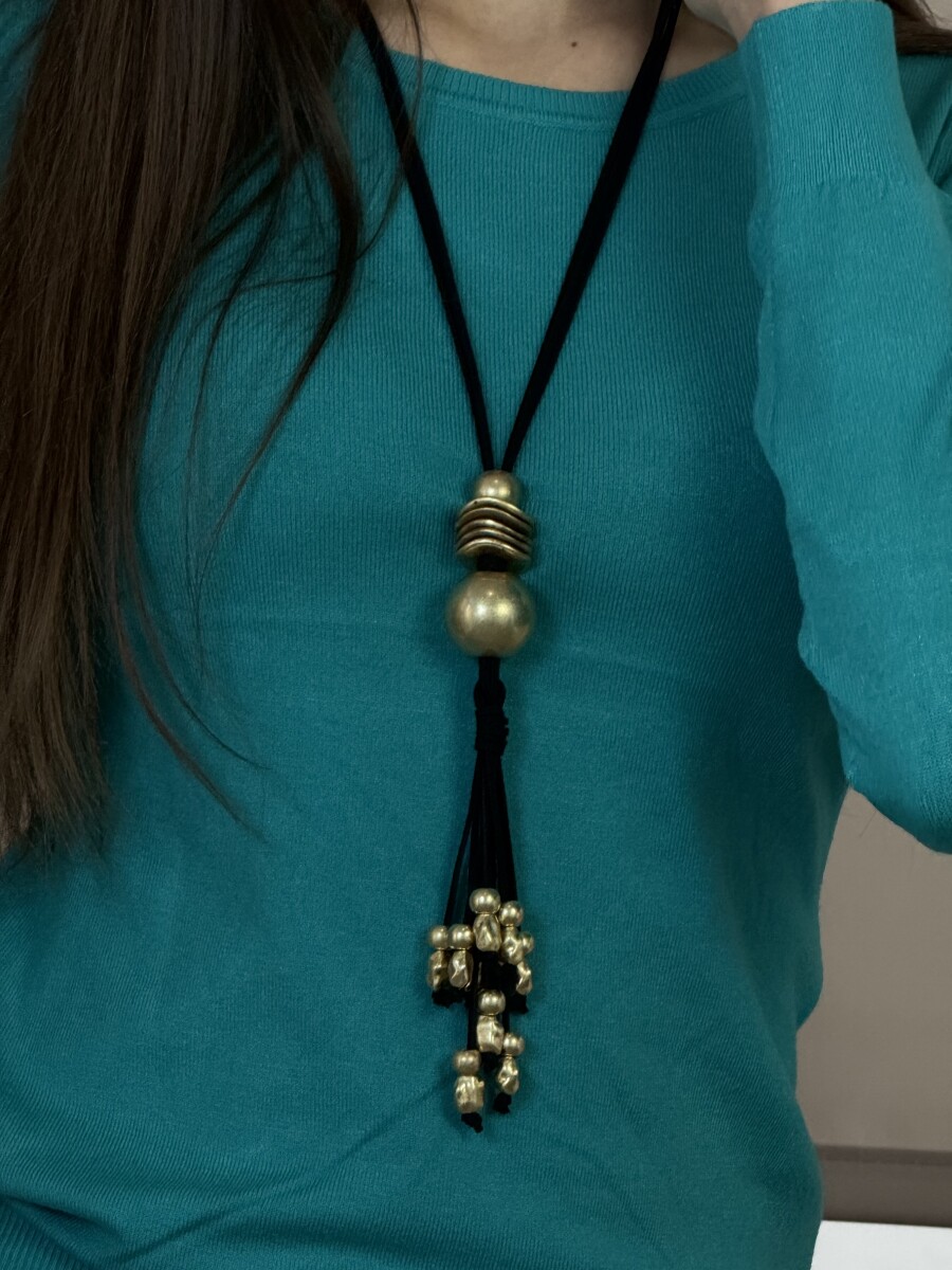 Gömb díszes nyaklánc - arany-fekete - Kép 6