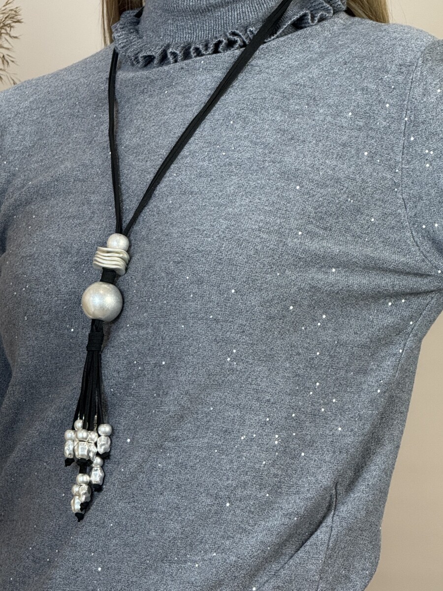 Gömb díszes Nyaklánc - ezüst-fekete - Kép 7