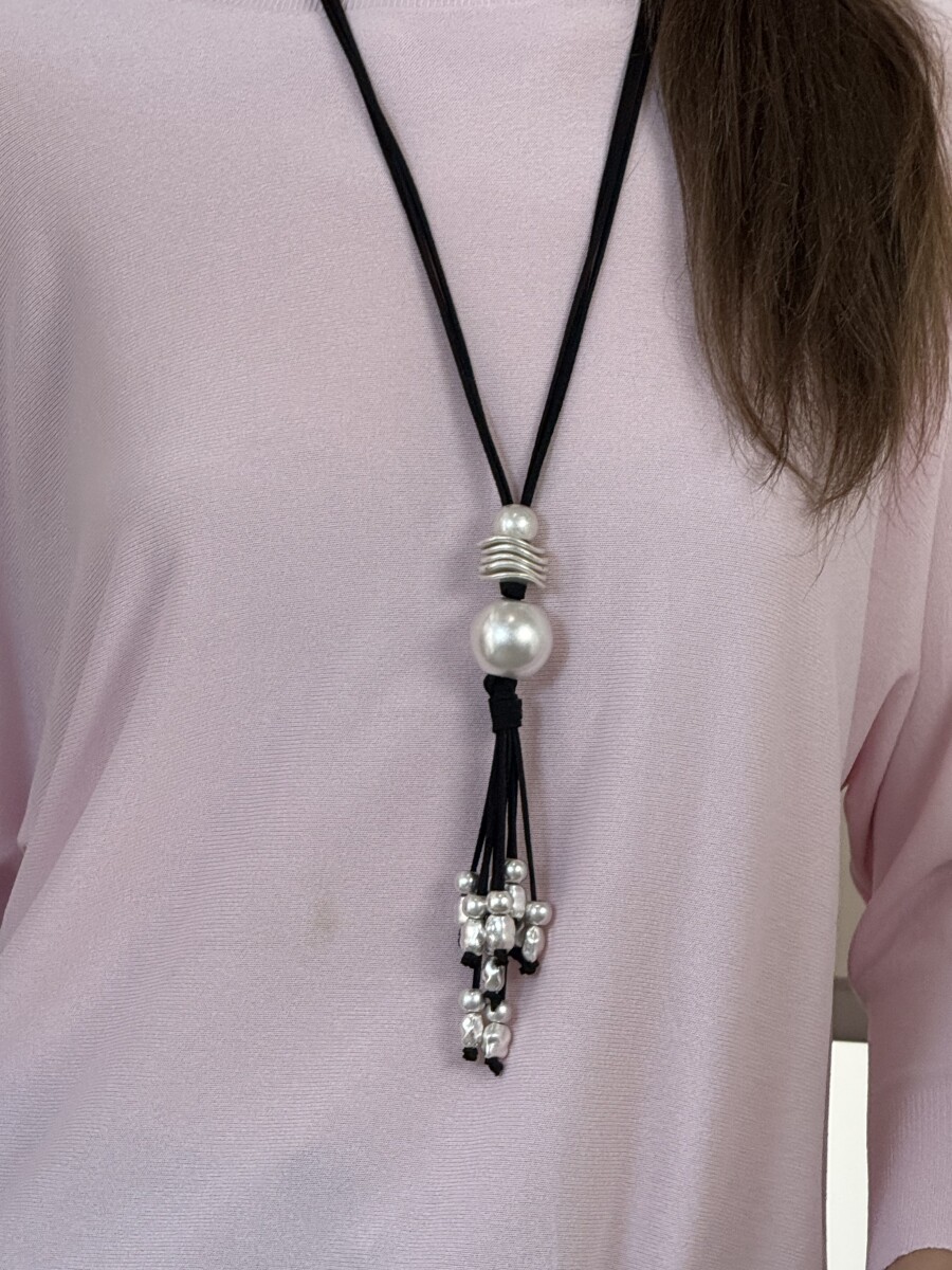 Gömb díszes Nyaklánc - ezüst-fekete - Kép 4