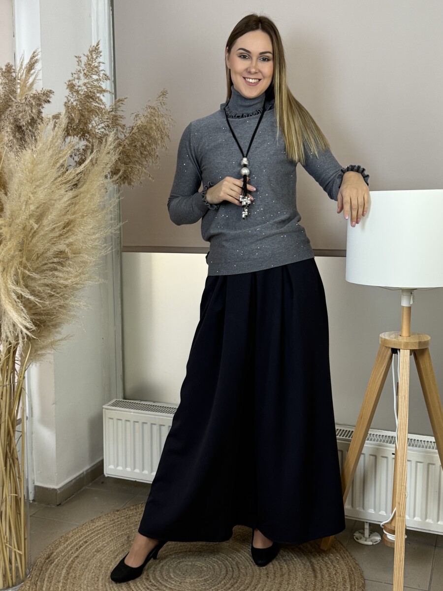 Gömb díszes Nyaklánc - ezüst-fekete - Kép 3