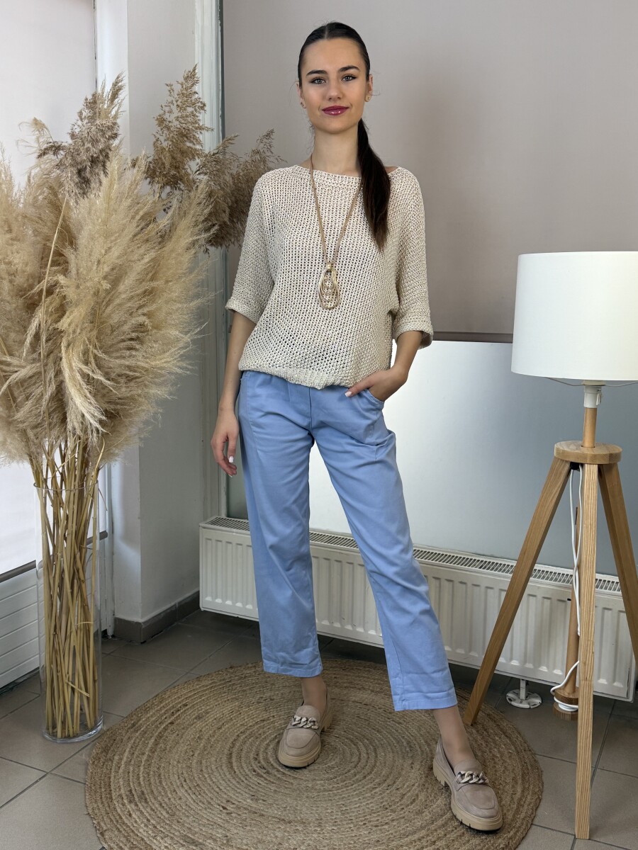 Gyöngy medálos nyaklánc - arany-bézs - Kép 3