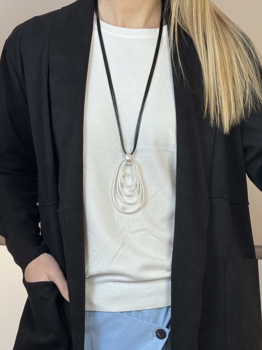 Gyöngyös medálos nyaklánc - ezüst-fekete - Kép 12