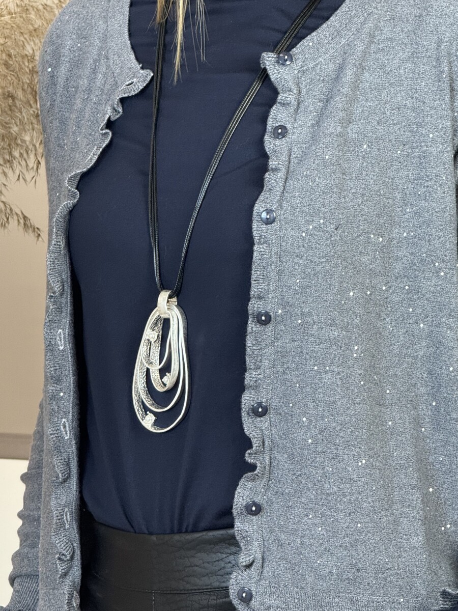 Gyöngyös medálos nyaklánc - ezüst-fekete - Kép 13