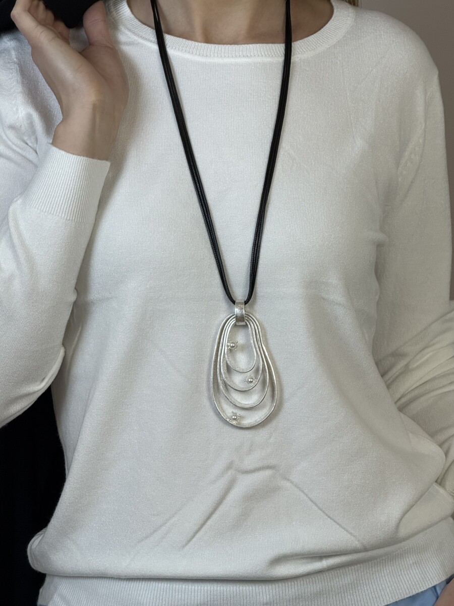 Gyöngyös medálos nyaklánc - ezüst-fekete - Kép 8