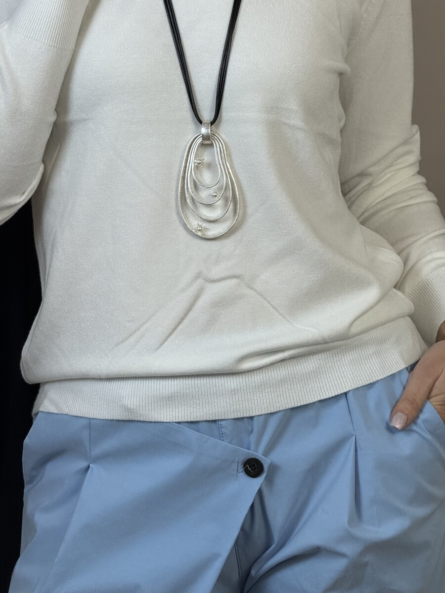 Gyöngyös medálos nyaklánc - ezüst-fekete - Kép 3