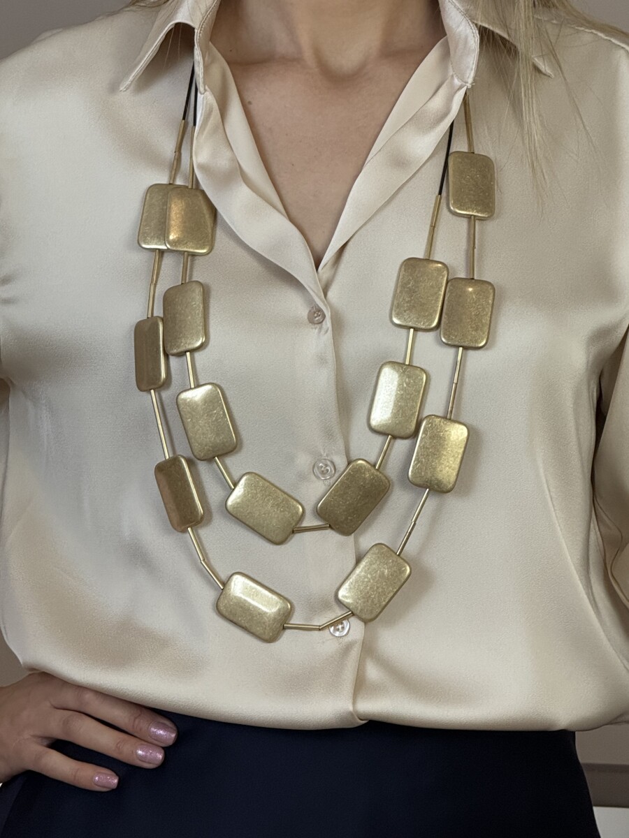 Négyzetes hosszú nyaklánc - arany - Kép 4