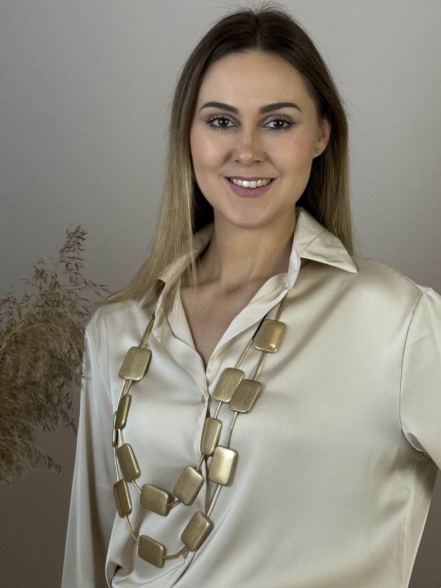 Négyzetes hosszú nyaklánc - arany - Kép 3