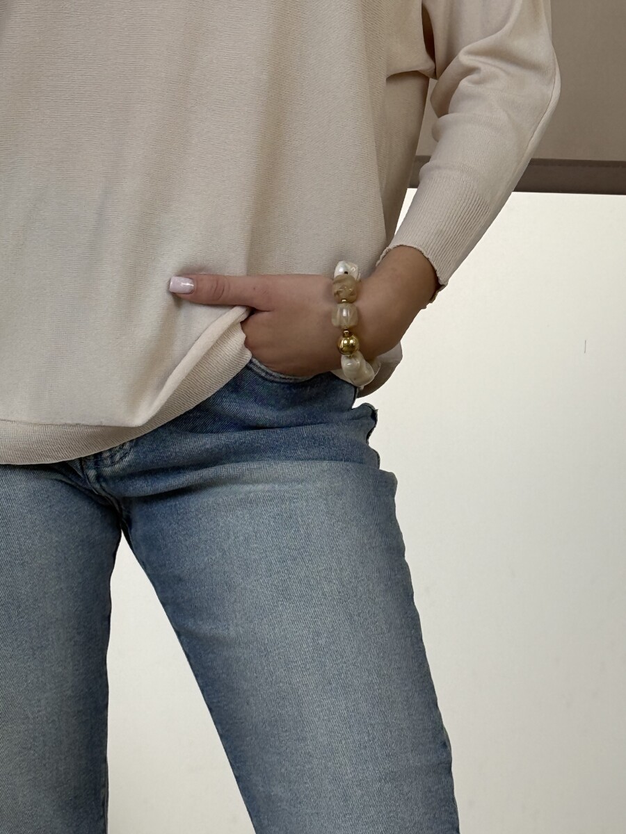 Gyöngy karkötő - bézs - Kép 8