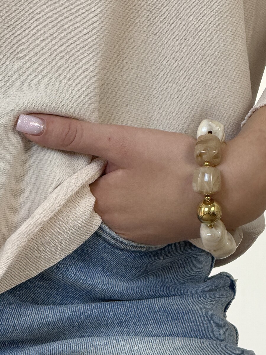 Gyöngy karkötő - bézs - Kép 4