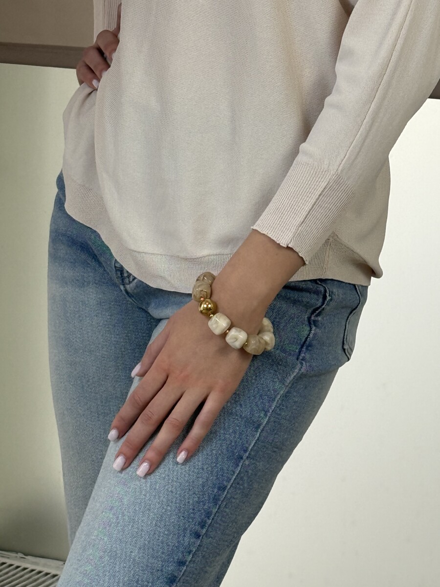 Gyöngy karkötő - bézs - Kép 5