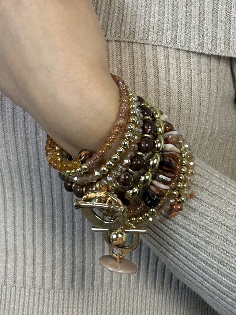 Gyöngyös spirál karkötő - bézs - Kép 2