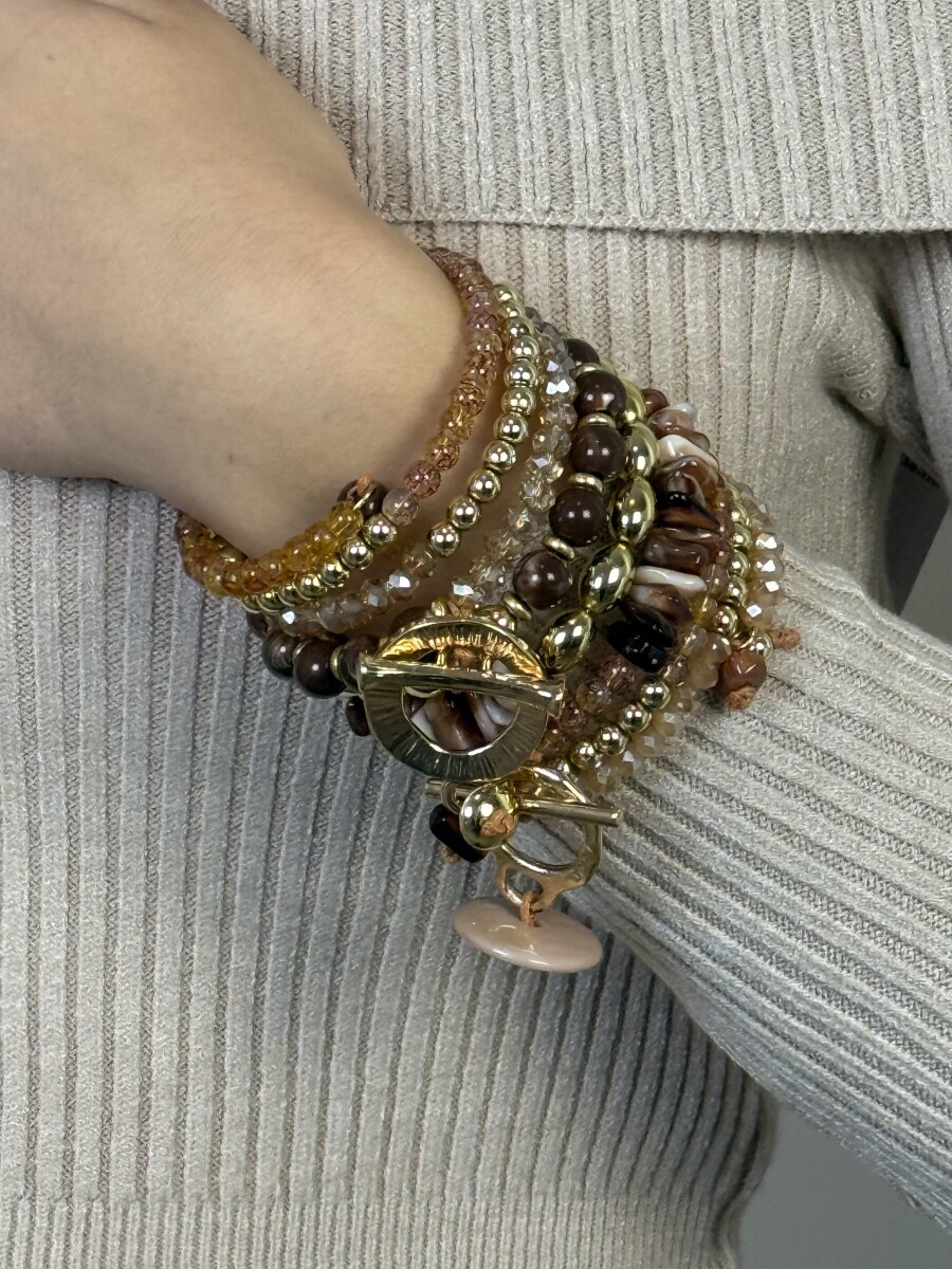 Gyöngyös spirál karkötő - bézs - Kép 8