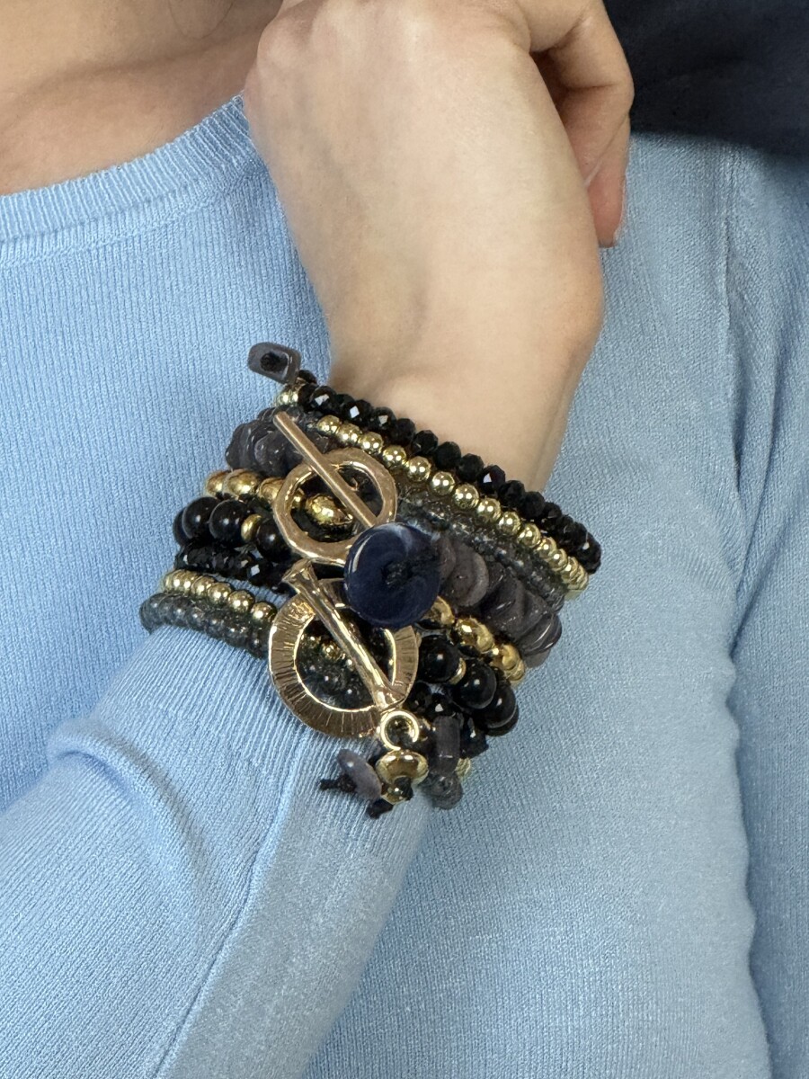 Gyöngyös spirál karkötő - fekete - Kép 3