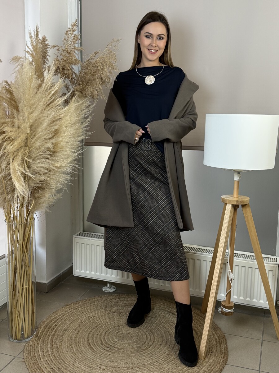 Kötős szövetkabát - homok - Kép 8