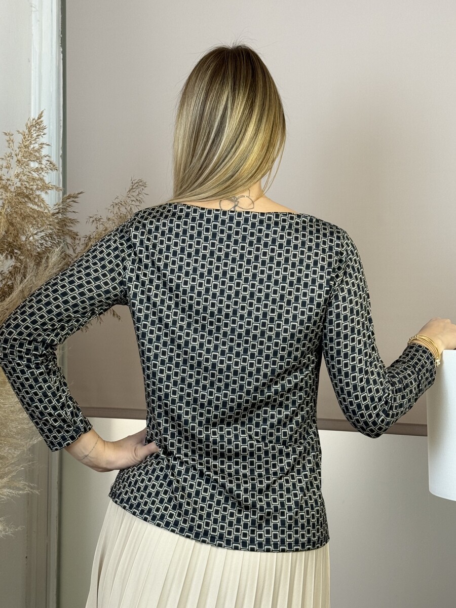 Csónak nyakú blúz - fekete - Kép 15