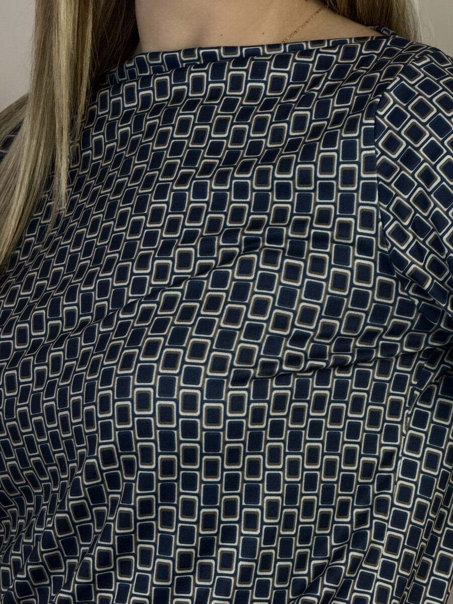 Csónak nyakú blúz - sötétkék - Kép 14