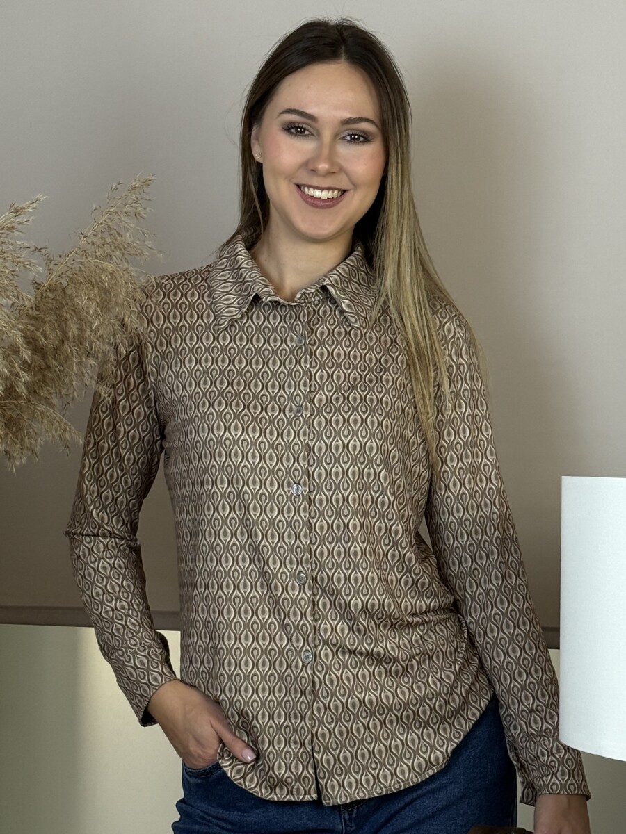 Gombos blúz - bézs - Kép 7