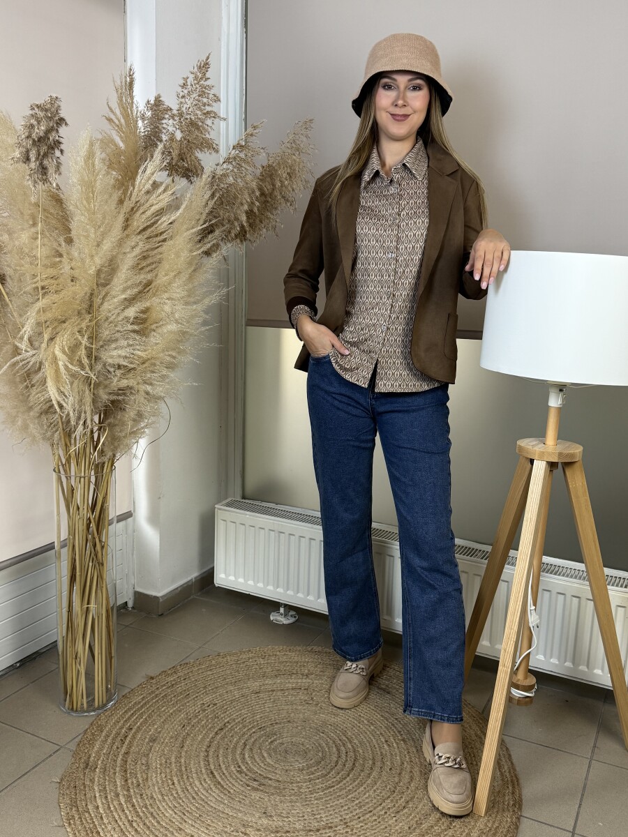 Gombos blúz - bézs - Kép 6