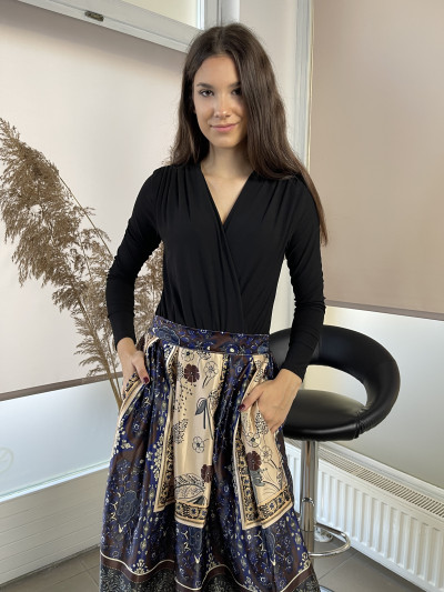 Fekete átlapolt hosszú ujjú body - fekete