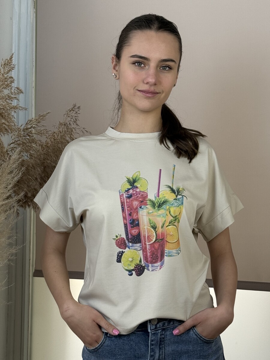 T ujjú póló - bézs - Kép 5