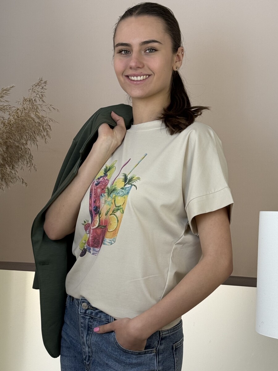 T ujjú póló - bézs - Kép 2