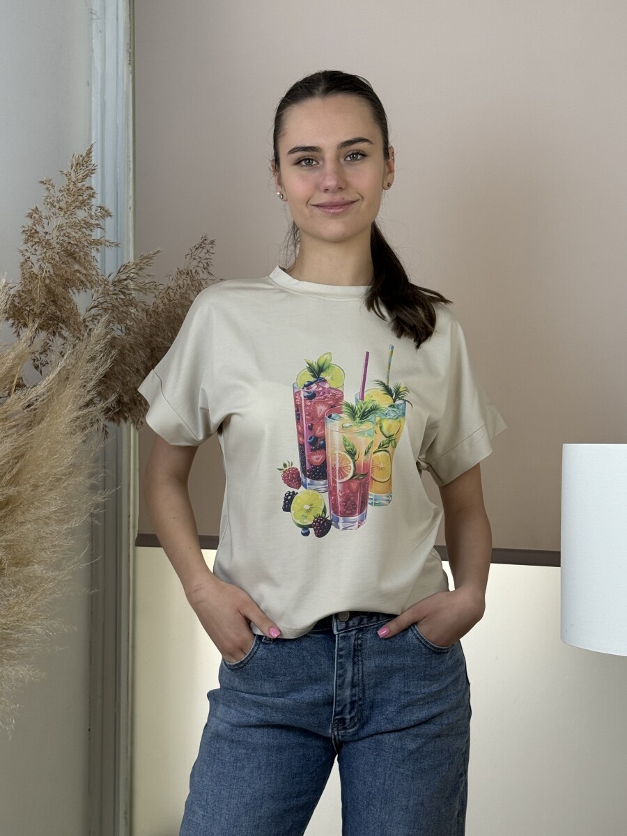 T ujjú póló - bézs - Kép 1