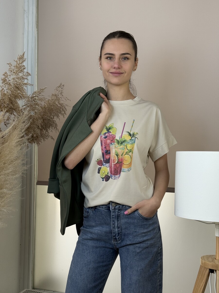 T ujjú póló - bézs - Kép 9