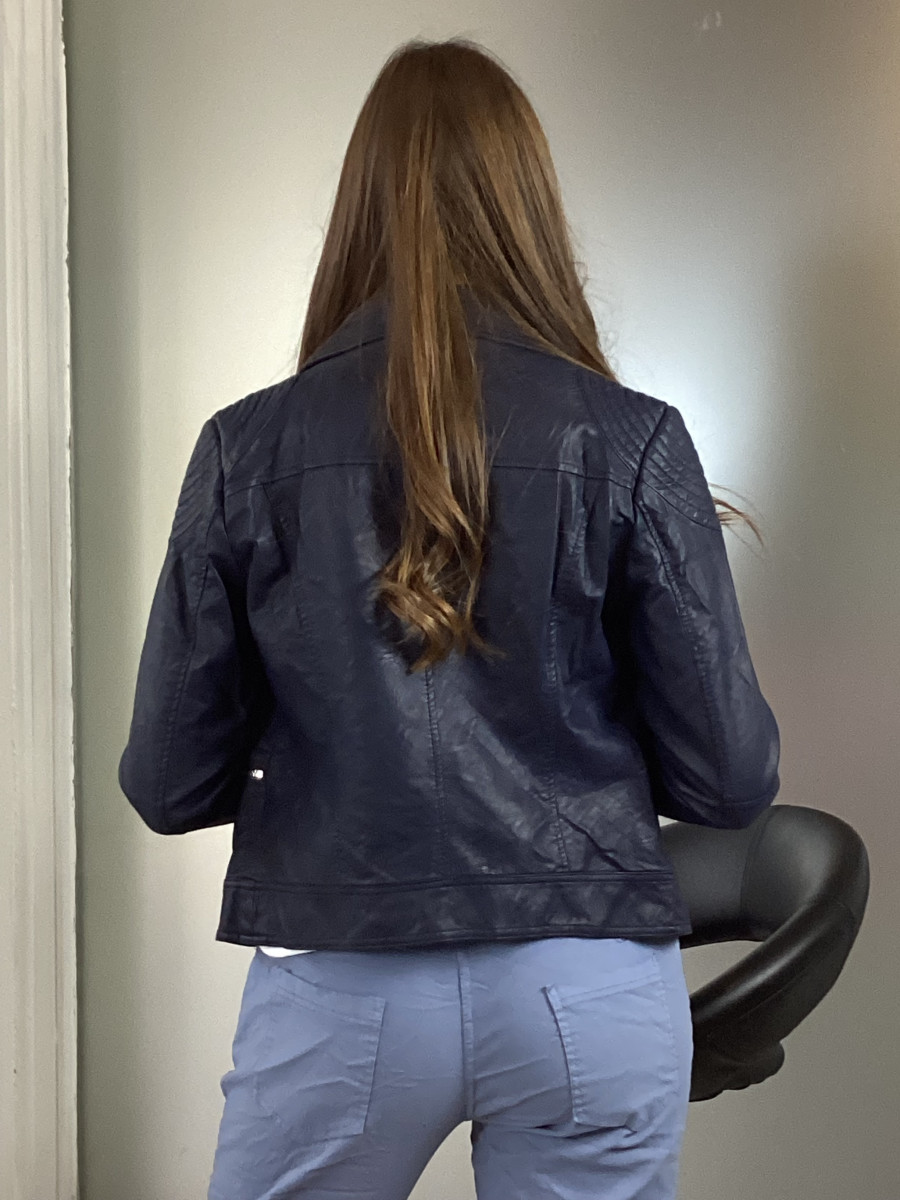 Galléros oldalt cipzáros kabát - sötétkék - Kép 5