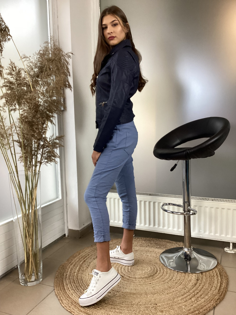 Galléros oldalt cipzáros kabát - sötétkék - Kép 4