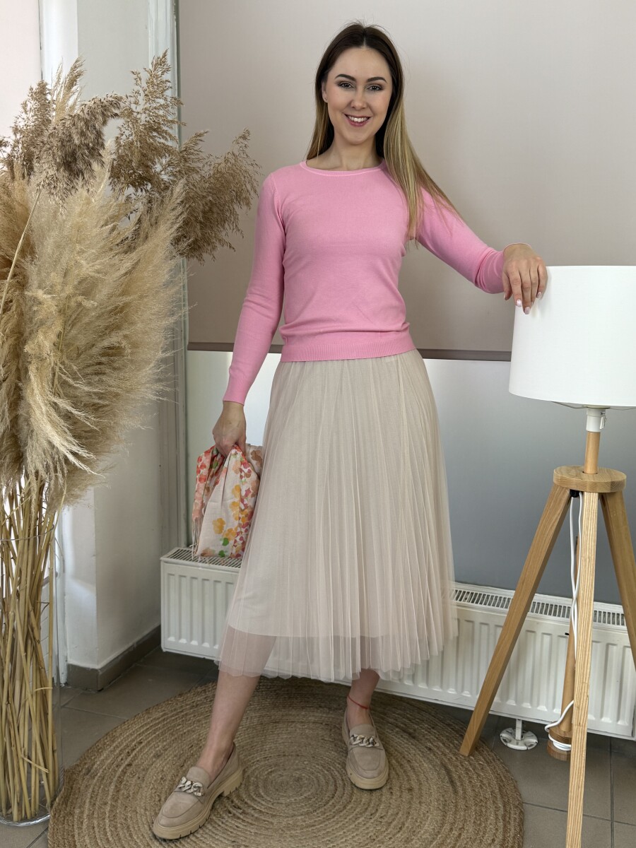 Passzés kereknyakú pulóver - rózsaszín - Kép 2