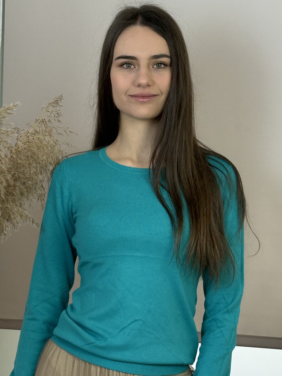 Passzés kereknyakú pulóver - sötét  menta - Kép 9