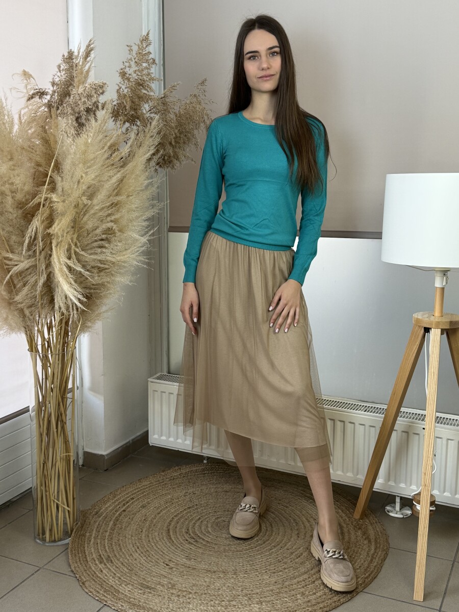 Passzés kereknyakú pulóver - sötét  menta - Kép 7