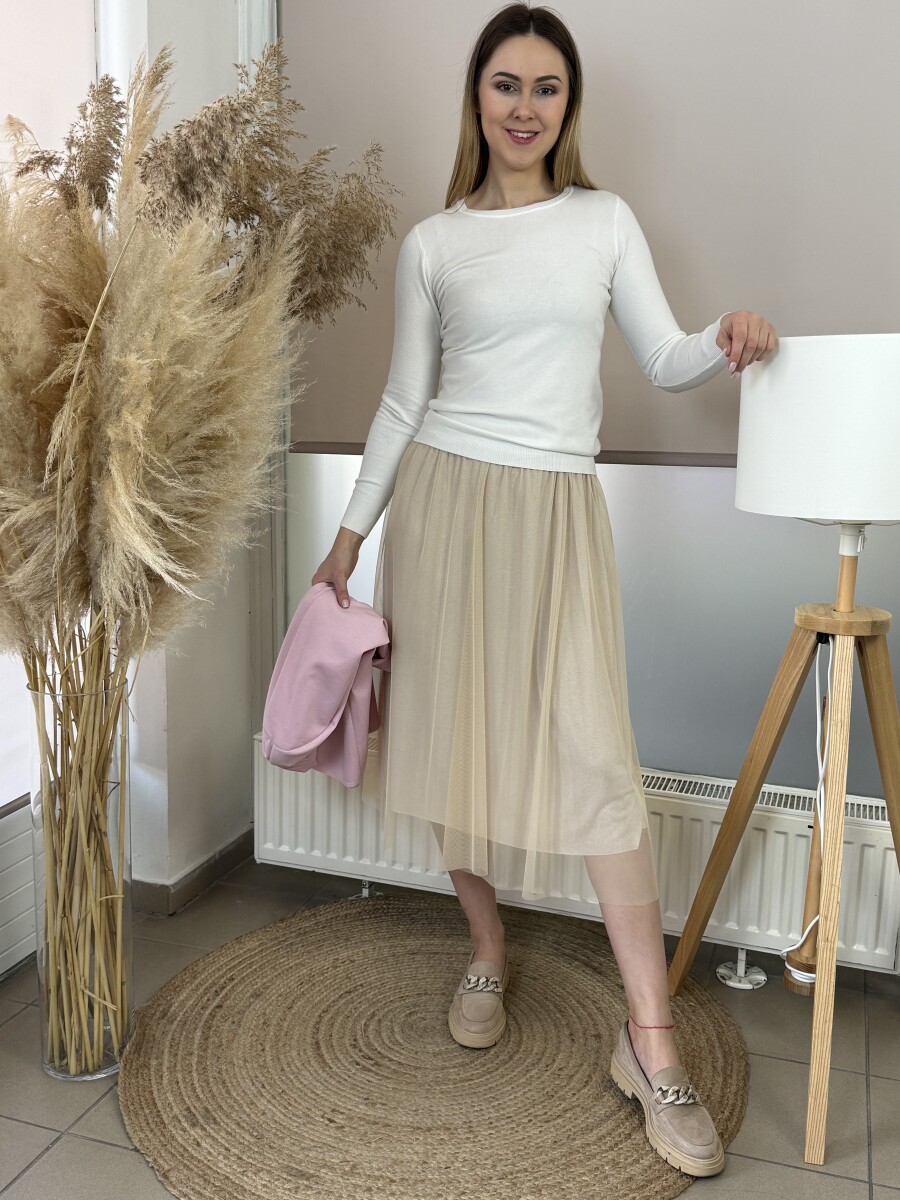 Passzés kereknyakú pulóver - fehér - Kép 4