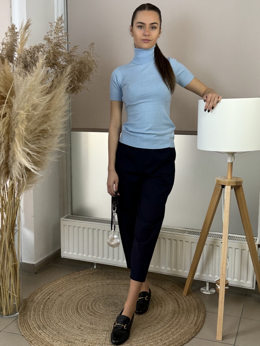 Passzés rövid ujjú garbó - világoskék - Kép 4