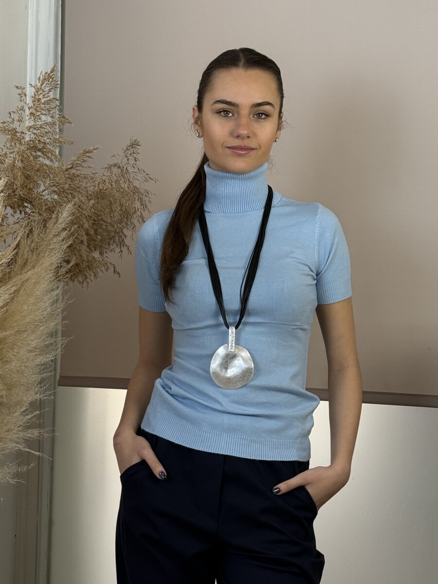 Passzés rövid ujjú garbó - világoskék - Kép 6