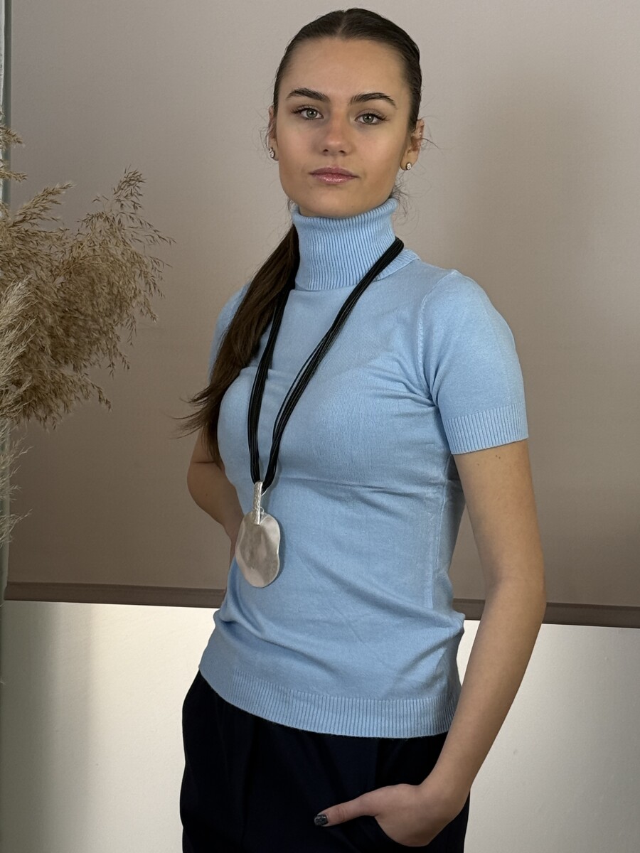 Passzés rövid ujjú garbó - világoskék - Kép 2