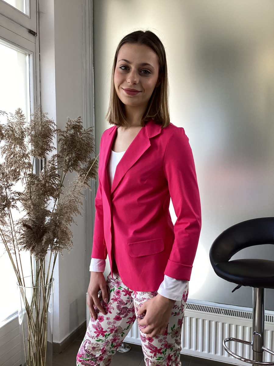 Rejtett szebes karcsúsított blézer - magenta - Kép 3