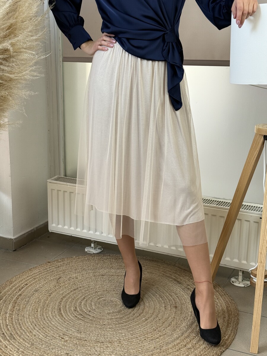 Tüll szoknya - bézs - Kép 7