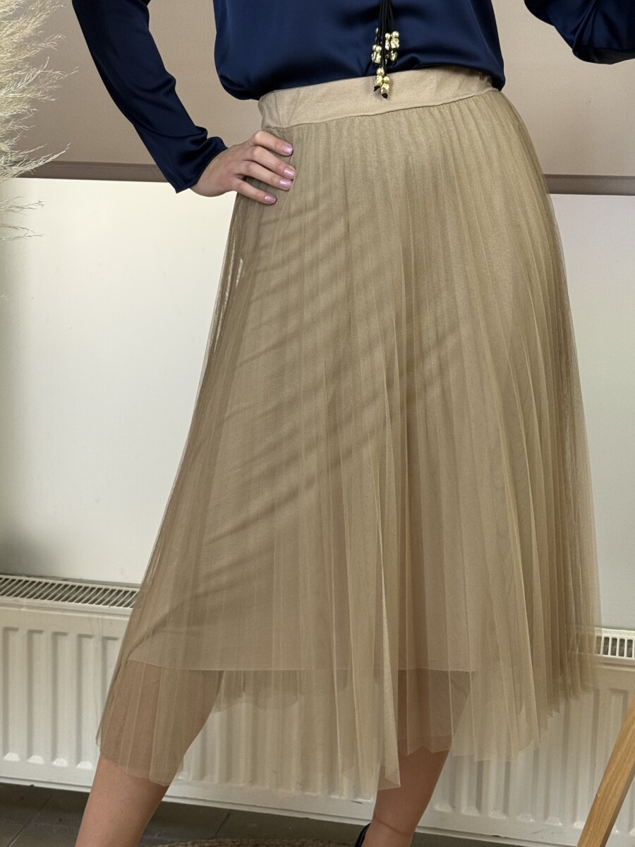 Plisszírozott tüll szoknya - homok - Kép 9