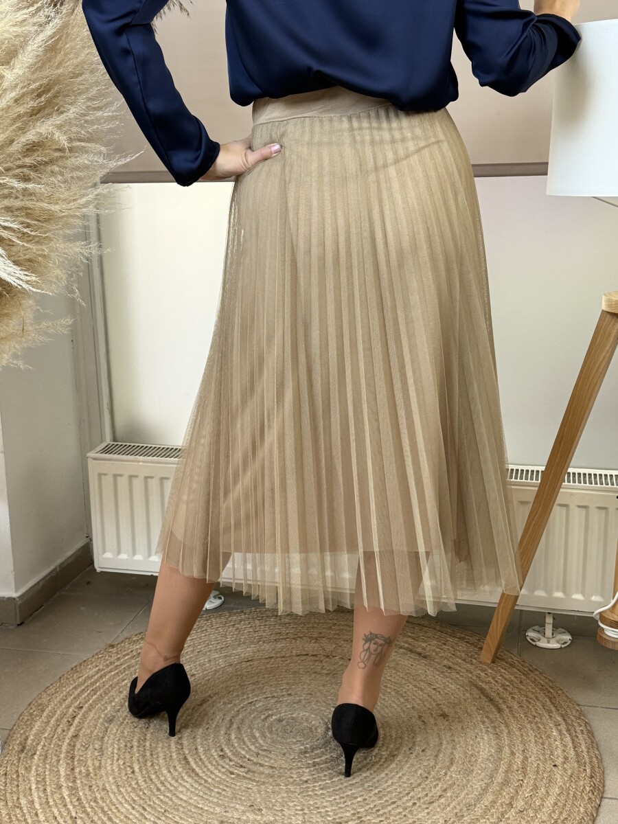 Plisszírozott tüll szoknya - homok - Kép 7