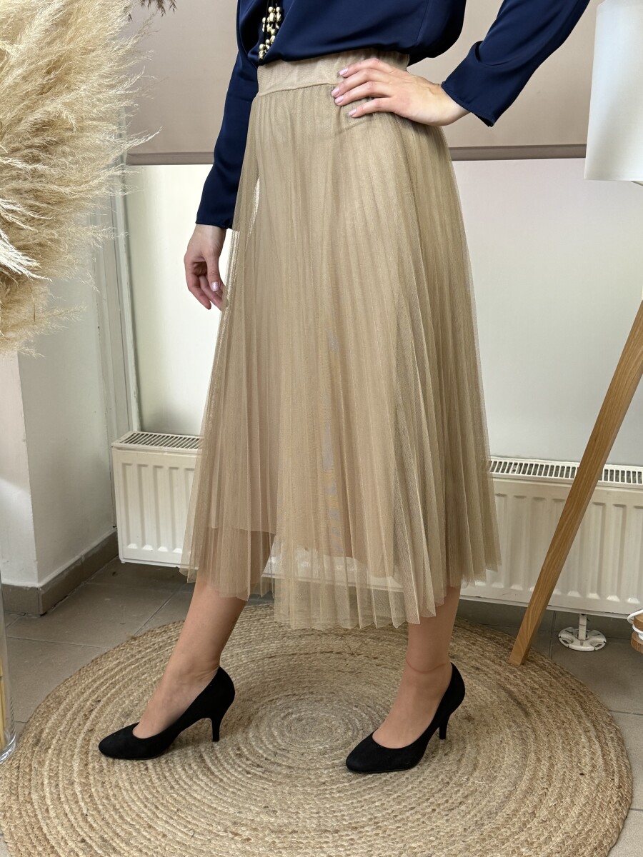 Plisszírozott tüll szoknya - homok - Kép 3