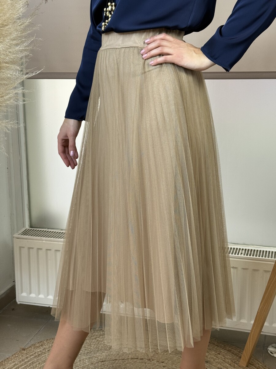 Plisszírozott tüll szoknya - homok - Kép 8