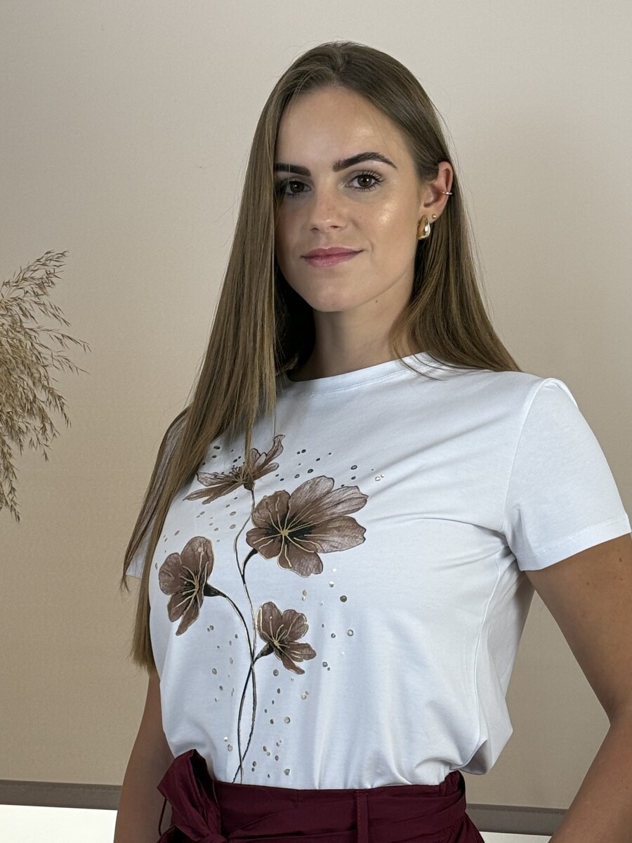 Mintás póló - fehér-bézs - Kép 10