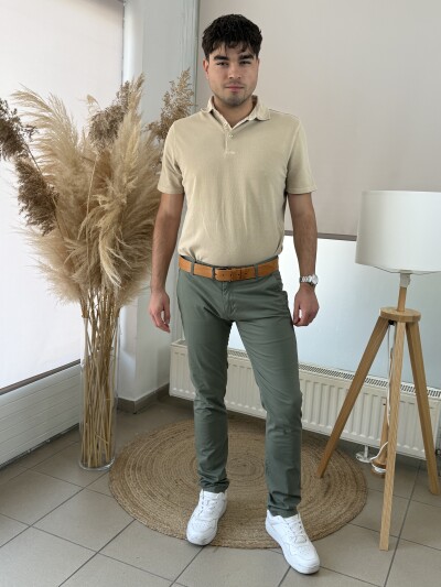 Egyszínű chino nadrág - khaki