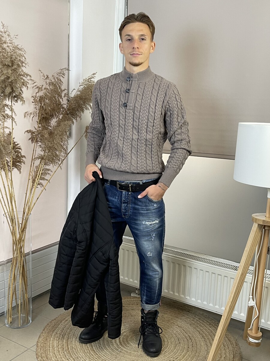 Szaggatott nyomott mintás férfi farmer