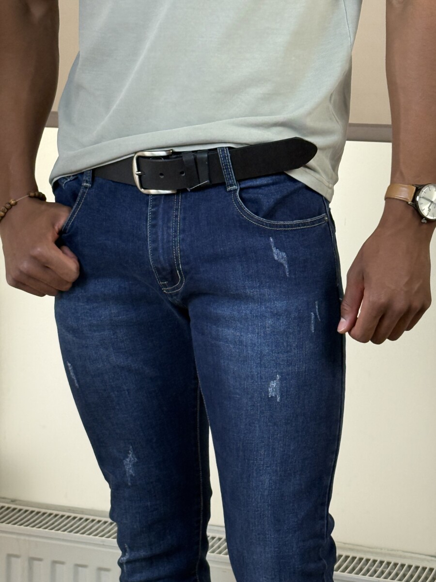 Karmolt férfi farmer nadrág - sötétkék - Kép 7